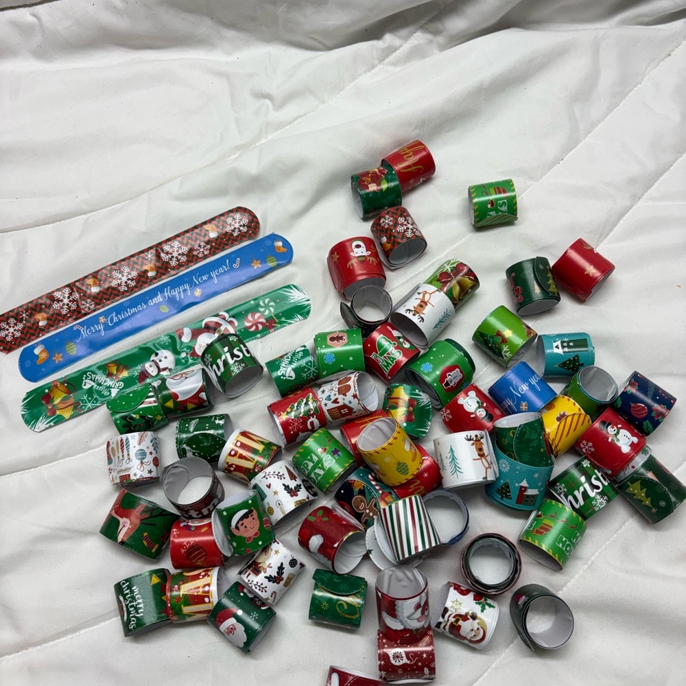 Festive Christmas Slap Bracelets Set 65+ - Red, Green, White- gifts for kids